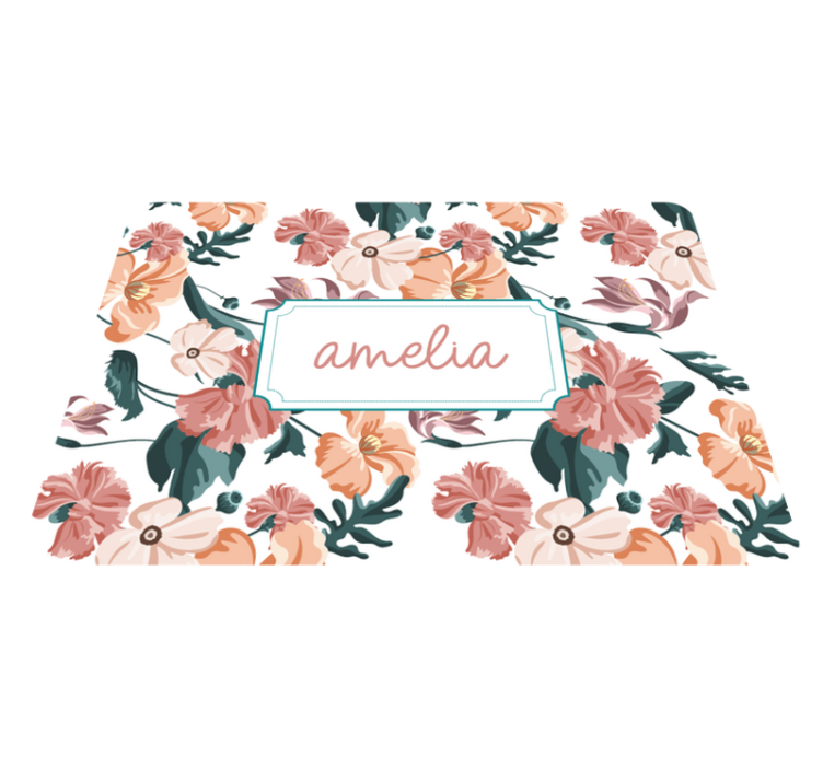 Flower vinyl rug with beautiful pastel floral design - TenStickers