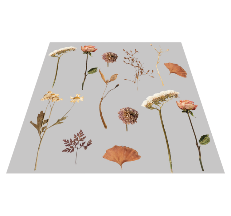 Dried flower leaf patterned flower vinyl rug - TenStickers