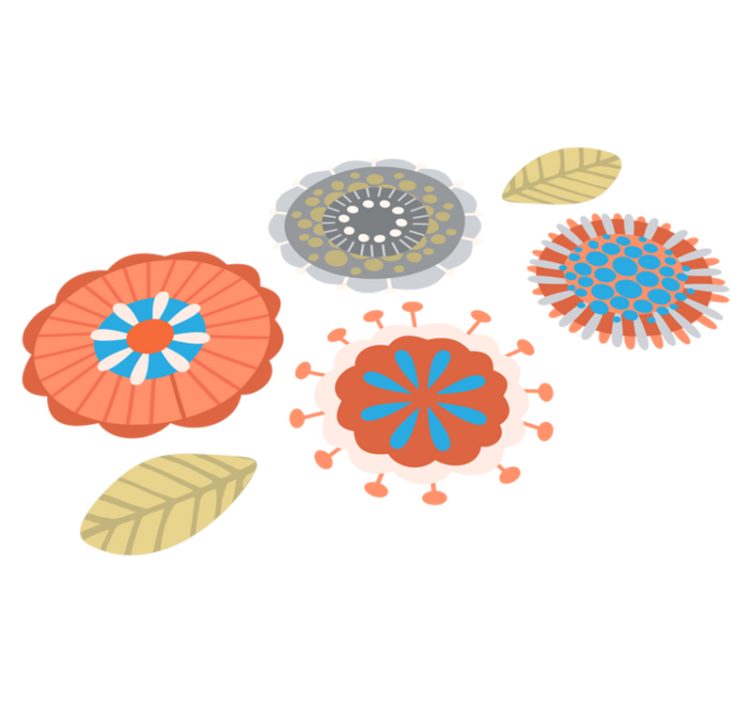 Colorful floral shapes flower vinyl rug - TenStickers