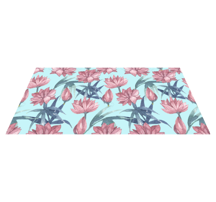 Flower vinyl rug blue watercolor flowers - TenStickers