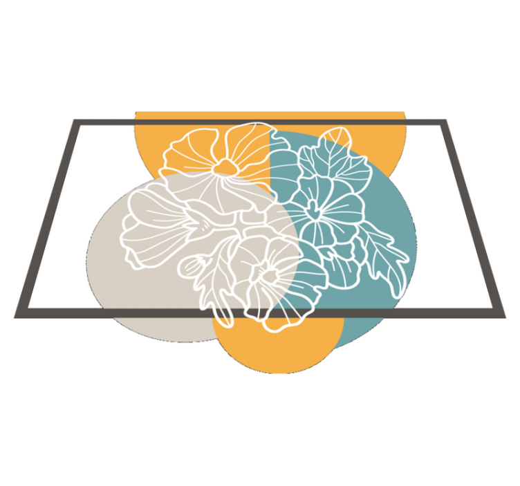 Flower vinyl rug cute minimalist rectangle and flowers - TenStickers