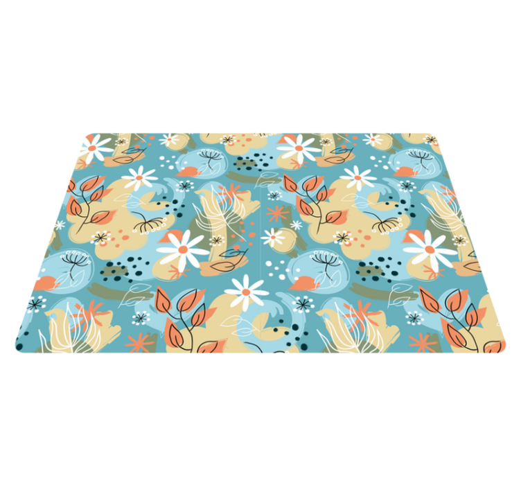 Flower vinyl rug in abstract floral design - TenStickers