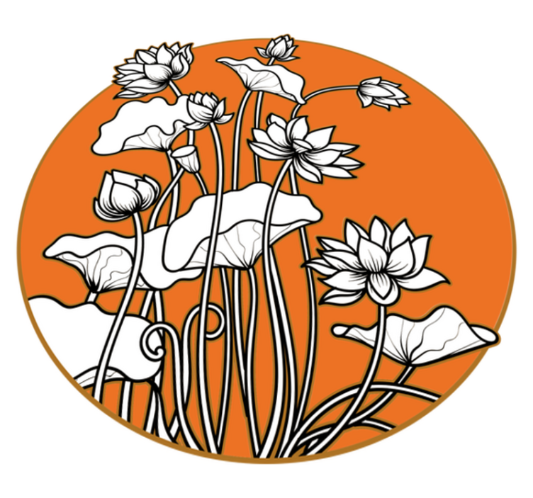 Flower vinyl rug with japanese style lotus design - TenStickers