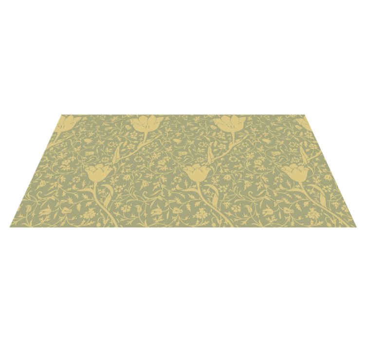 Flower vinyl rug in gold and green style - TenStickers