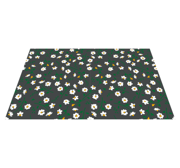 Daisy flower grey background flower vinyl rug - TenStickers