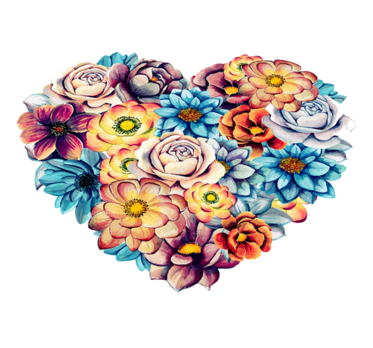 Flower vinyl rug beautiful heart of blooms - TenStickers