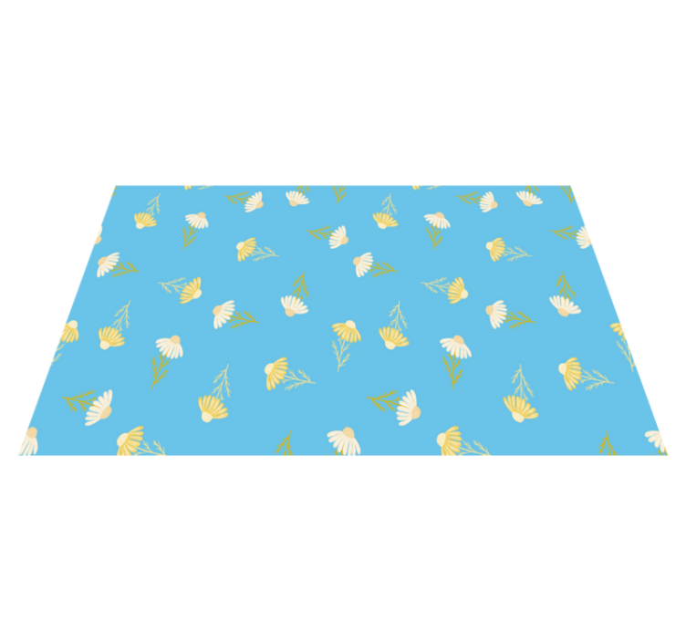 Flower vinyl rug daisy pattern on blue background - TenStickers
