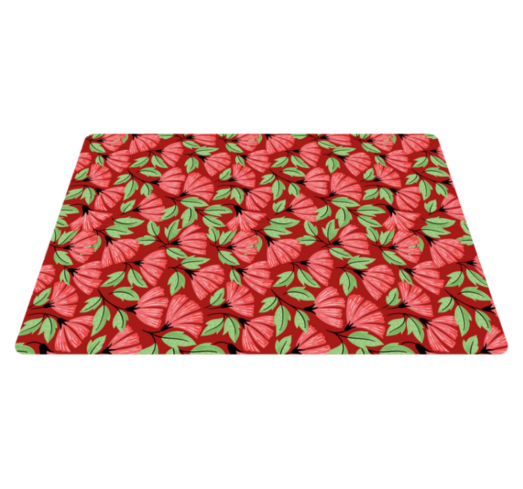Vintage red pattern flower vinyl rug - TenStickers