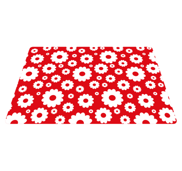 White daisies on red background flower vinyl rug - TenStickers