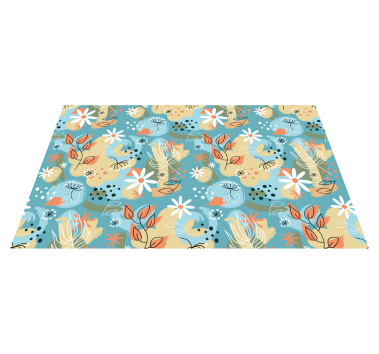 Flower vinyl rug abstract floral design - TenStickers