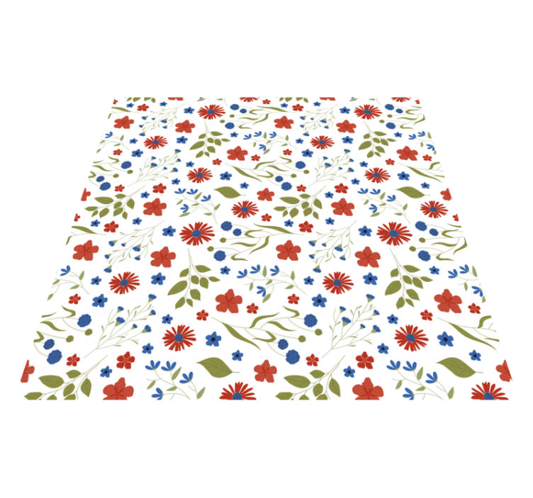 Flower vinyl rug with blue and red garden patterns - TenStickers