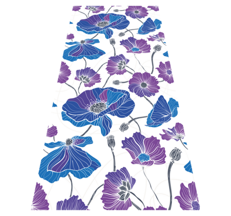 Flower vinyl rug with blue and purple garden blooms - TenStickers
