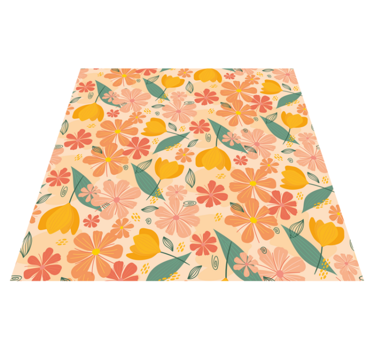Colorful vintage leaves and flowers flower vinyl rug - TenStickers