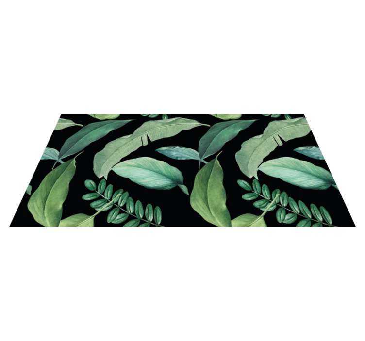 Flower vinyl rug dark gray forest leaves night - TenStickers