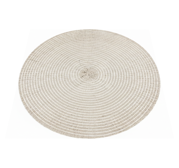 Minimalist vinyl rug circular cream woven spiral - TenStickers