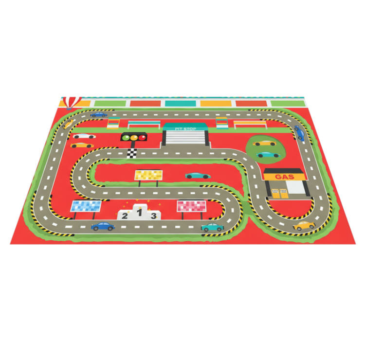 Road vinyl rug colorful cartoon race track - TenStickers