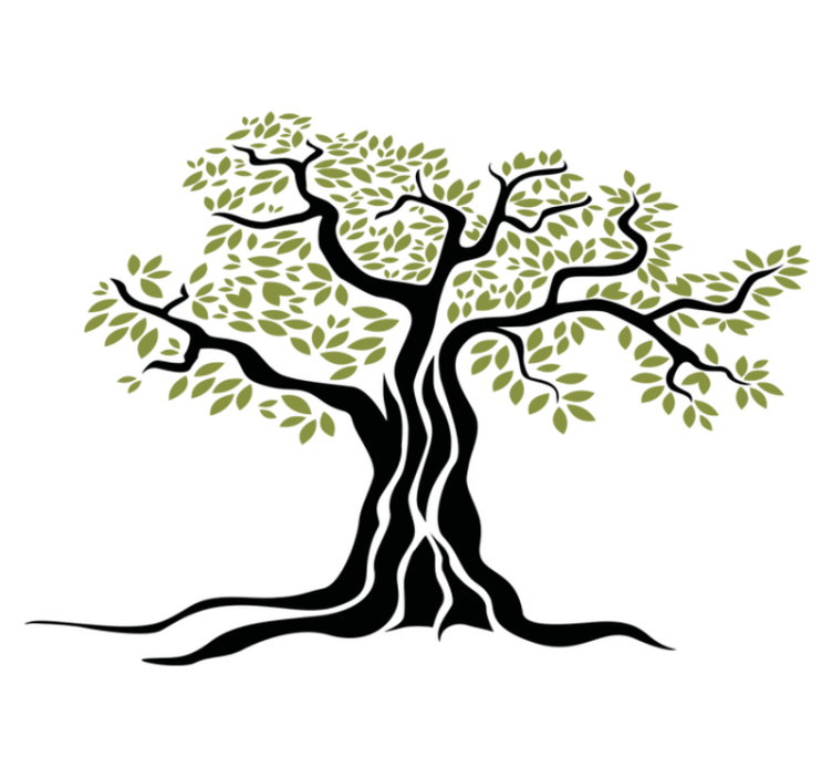 Flower vinyl rug black olive tree with green leaves - TenStickers