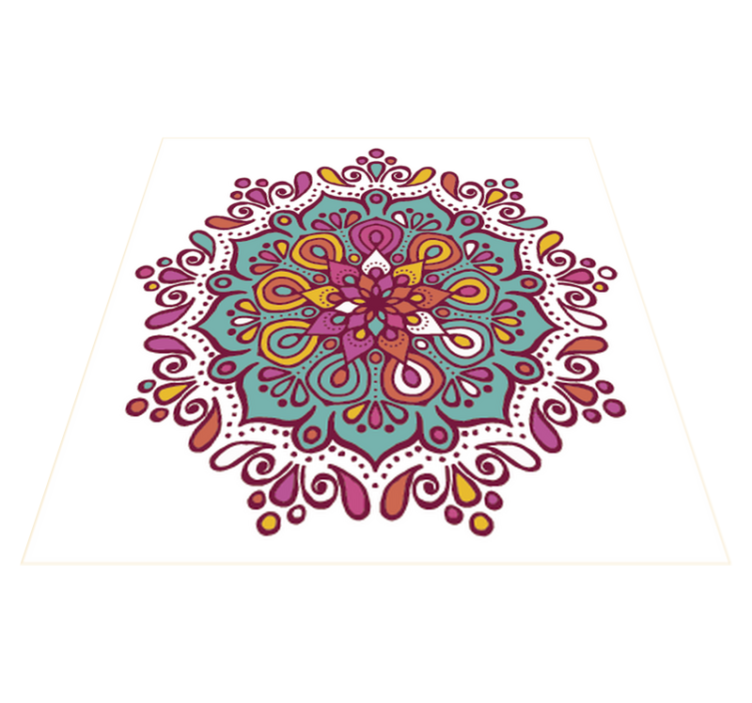 Colorful tiled mandala kitchen vinyl rug - TenStickers