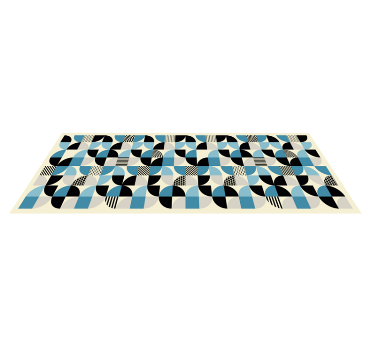 Dining room vinyl rug in retro blue bauhaus design - TenStickers