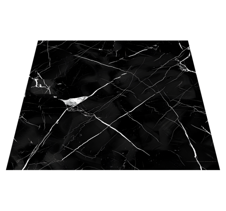 Dining room vinyl rug black marble design - TenStickers