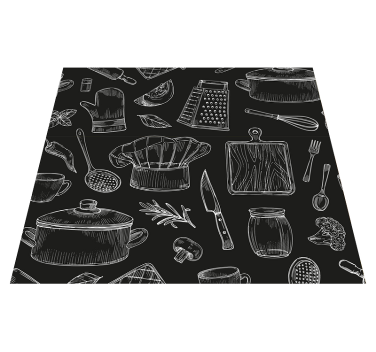 Kitchen vinyl rug with elegant cutlery design - TenStickers