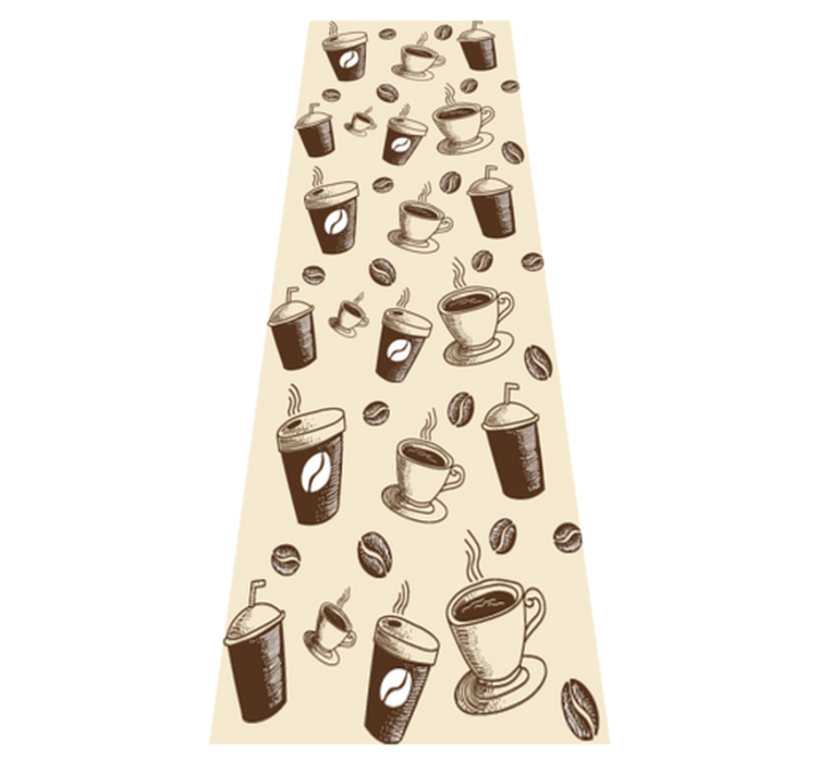 Kitchen vinyl rug with coffee mugs and beans pattern - TenStickers