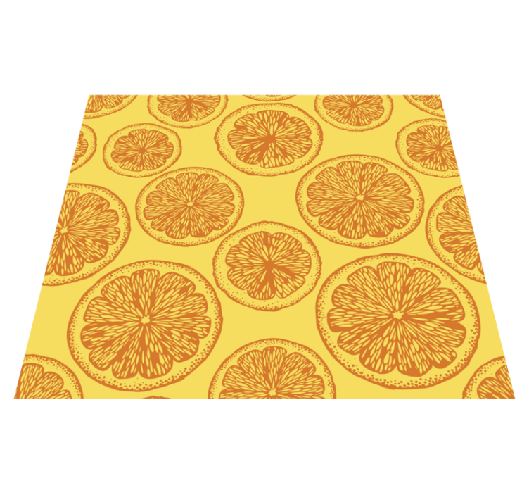 Kitchen vinyl rug with orange hand-drawn pattern - TenStickers