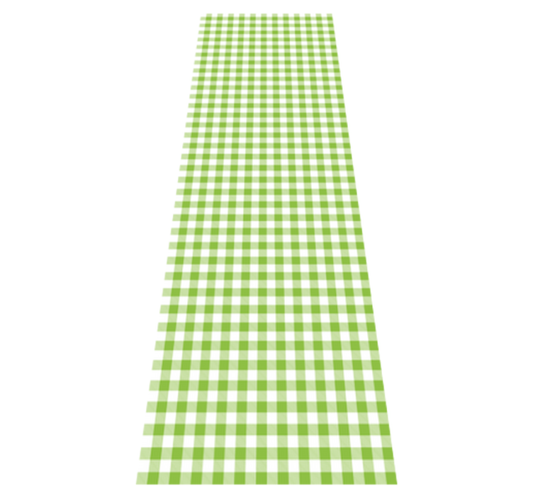 Green checked plaid design kitchen vinyl rug - TenStickers