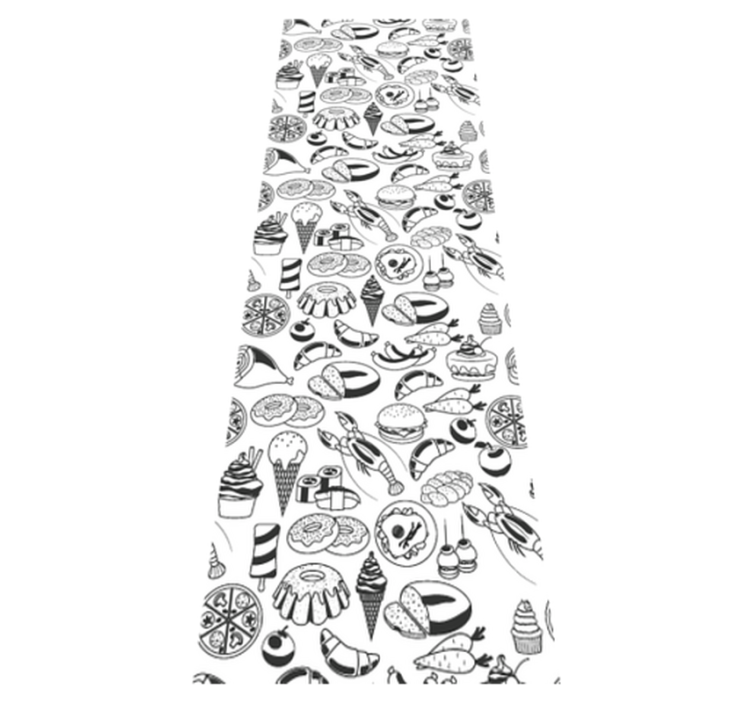 Kitchen vinyl rug with food doodles design - TenStickers