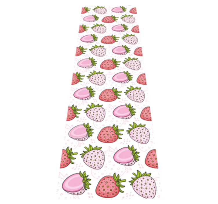 Kitchen vinyl rug with seamless pink and red strawberries - TenStickers