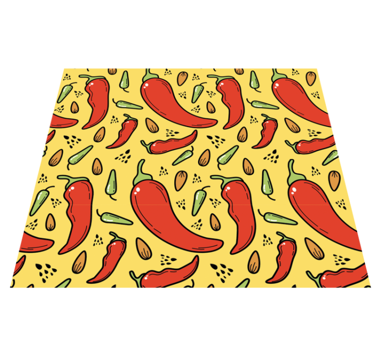 Red and green hot chili kitchen vinyl rug - TenStickers