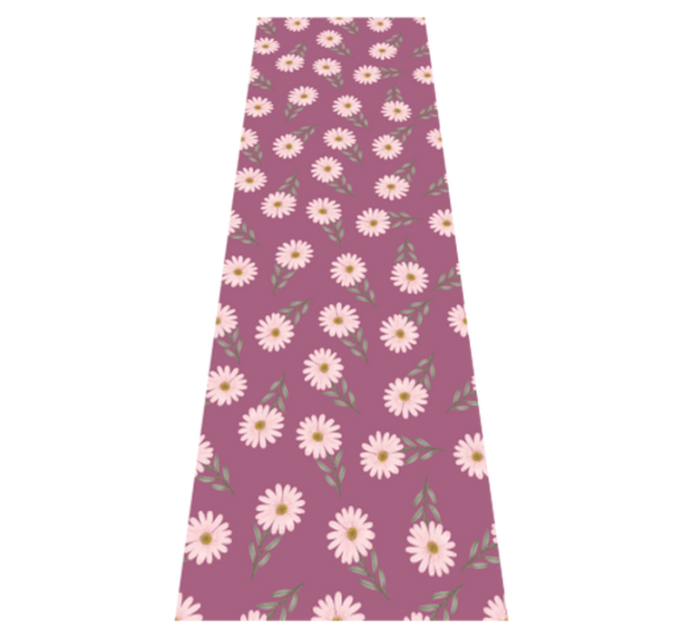 Kitchen vinyl rug with little pink daisies pattern - TenStickers