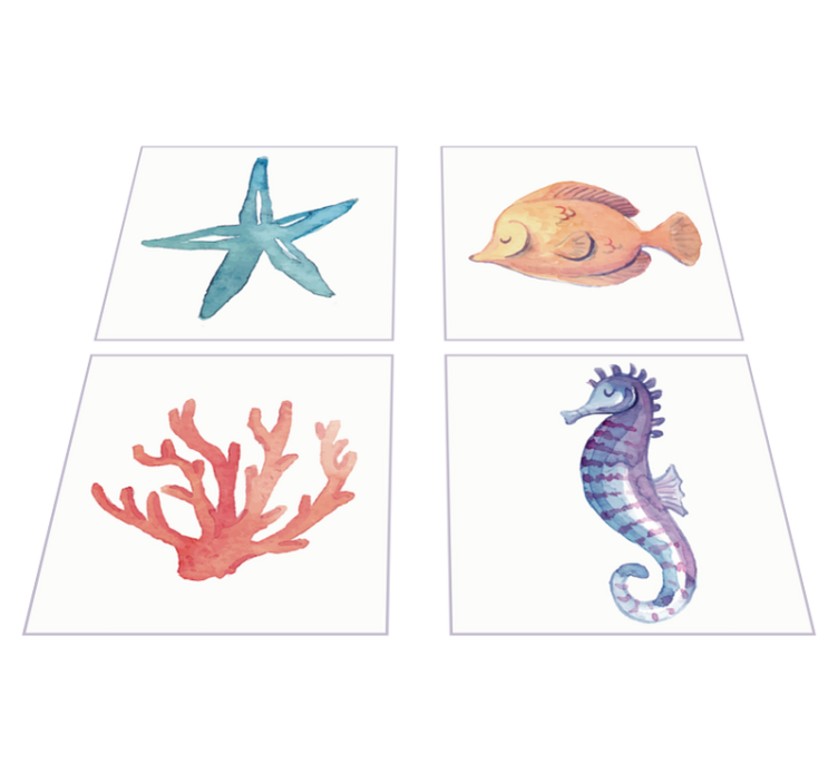 Bathroom vinyl rug marine animals - TenStickers