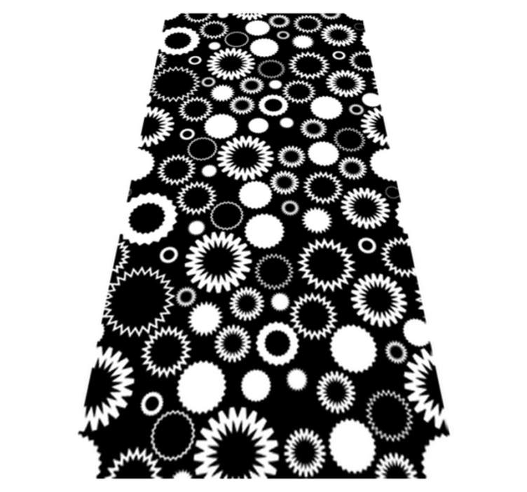 Bathroom vinyl rug with black and white sunflowers - TenStickers