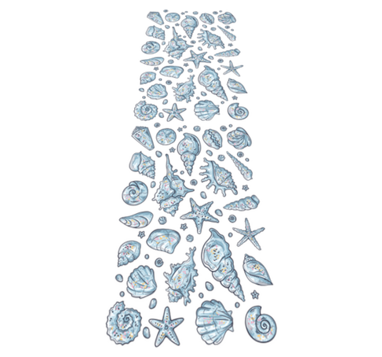 Bathroom vinyl rug seashell sketches shower - TenStickers