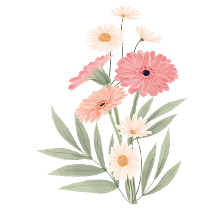 Pink daisies bathroom vinyl rug - TenStickers