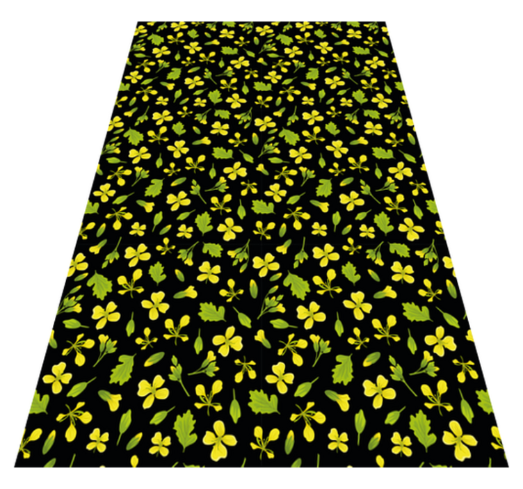 Flower vinyl rug with yellow on black background - TenStickers