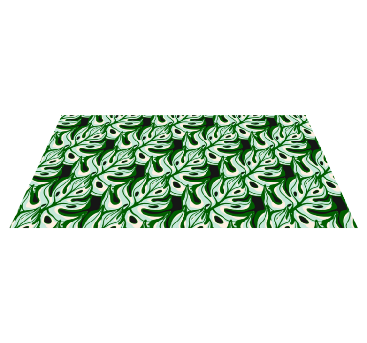 Flower vinyl rug with vibrant black and green flora - TenStickers