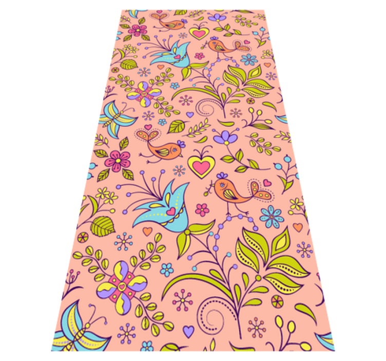 Flower vinyl rug with floral design and fauna - TenStickers