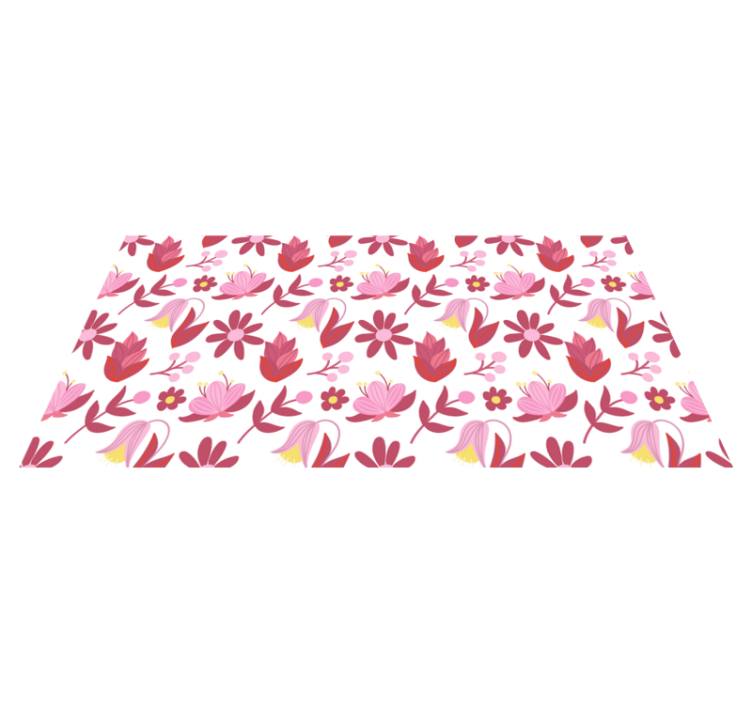 Flower vinyl rug in polish folk art with red accents - TenStickers