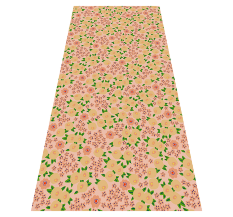 Flower vinyl rug with original peach floral pattern - TenStickers