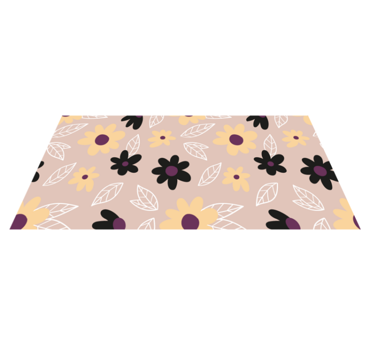 Flower vinyl rug with colorful modern flowers on beige - TenStickers