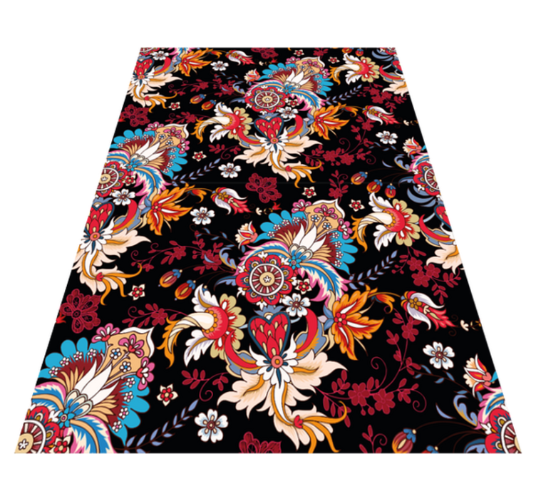 Flower vinyl rug in vibrant modern ethnic style - TenStickers