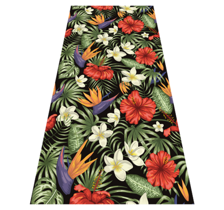 Flower vinyl rug with tropical jungle plant design - TenStickers