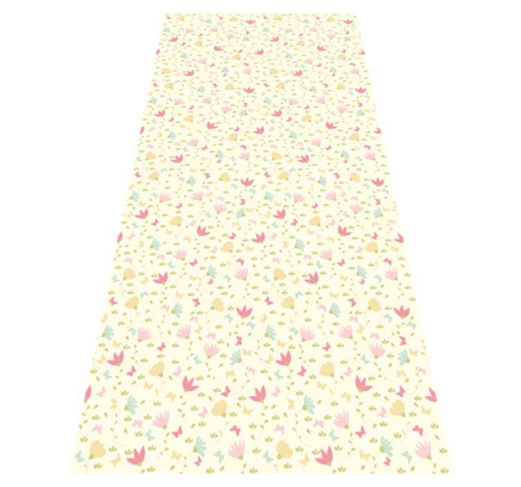 Flower vinyl rug floral and butterfly design - TenStickers