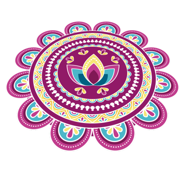 Flower vinyl rug colorful lotus mandala - TenStickers