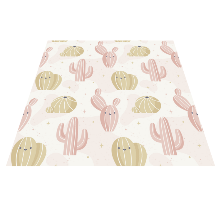Flower vinyl rug with adorable cactus design - TenStickers