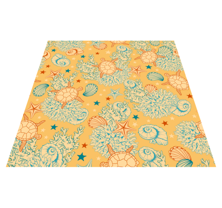 Flower vinyl rug coral and ocean life - TenStickers