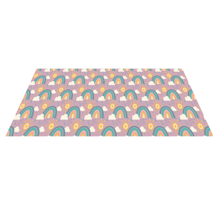 Flower vinyl rug playful colorful rainbows - TenStickers