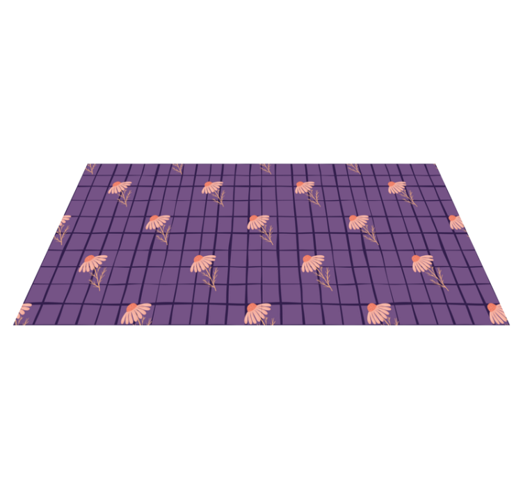 Purple floral motif flower vinyl rug - TenStickers